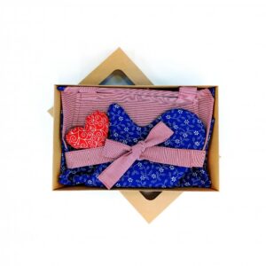 Dárková sada Zástěra + chňapky MODROTISK FLOWER