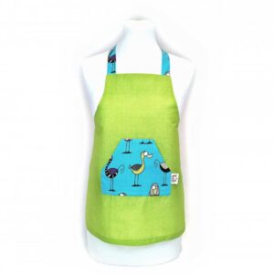 Dětská zástěrka Zelená s ptáčky