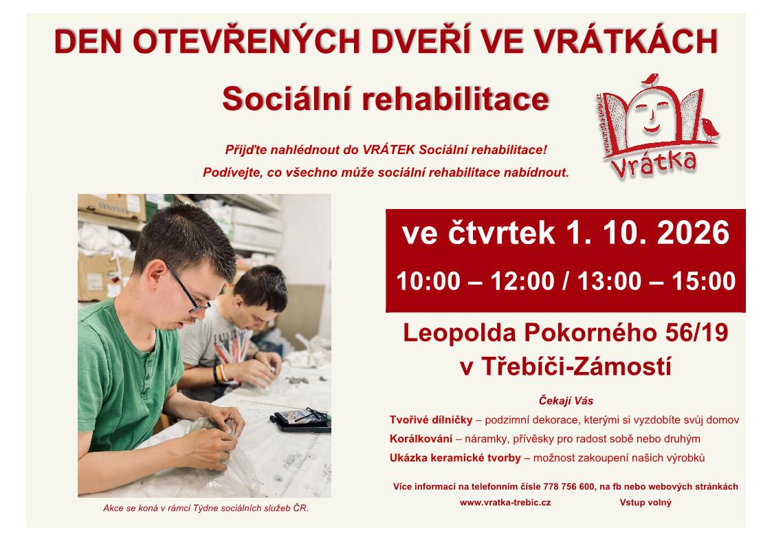 Den otevřených dveří ve VRÁTKÁCH – Sociální rehabilitace
